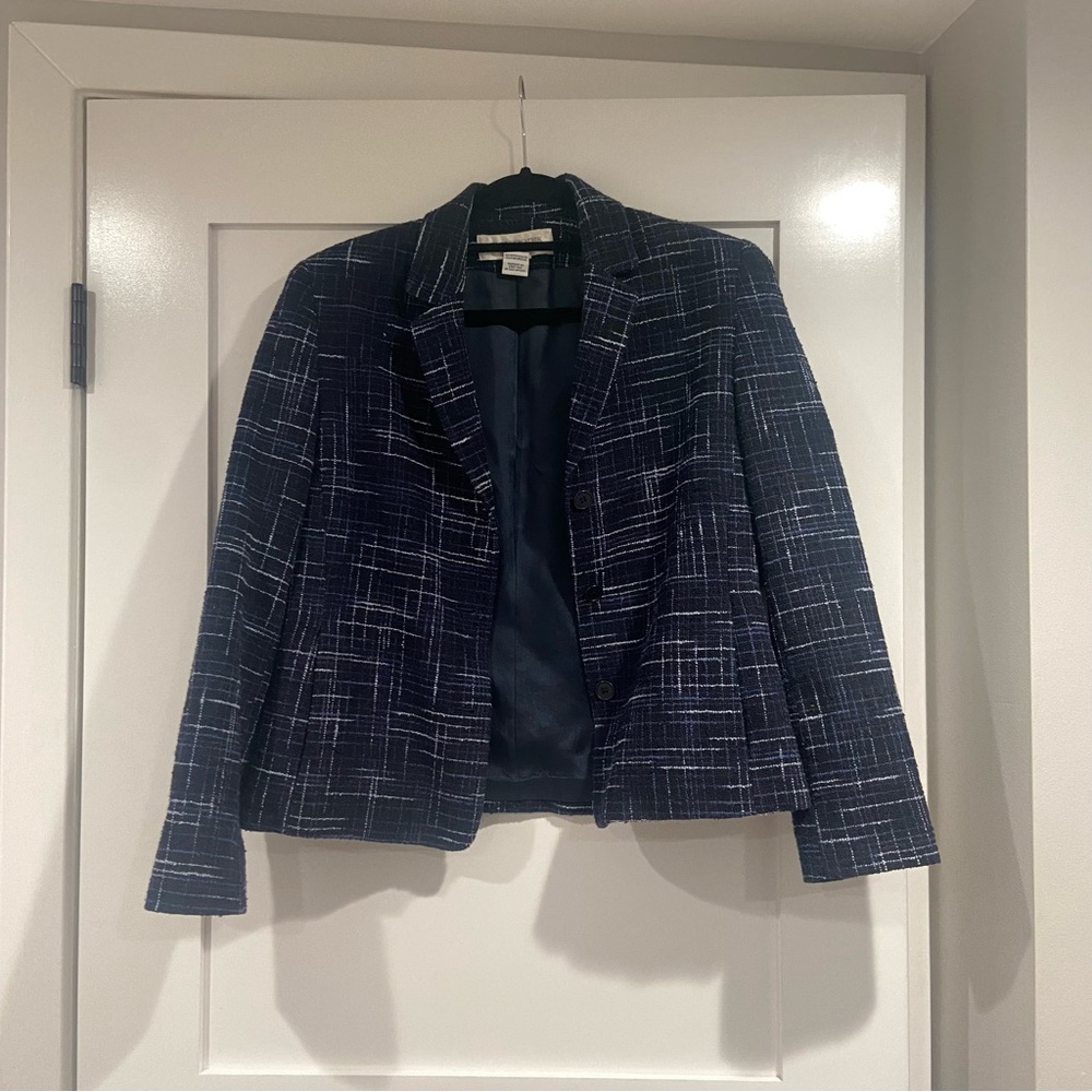 Jones New York blue plaid tweed jacket - Picture 4 of 9